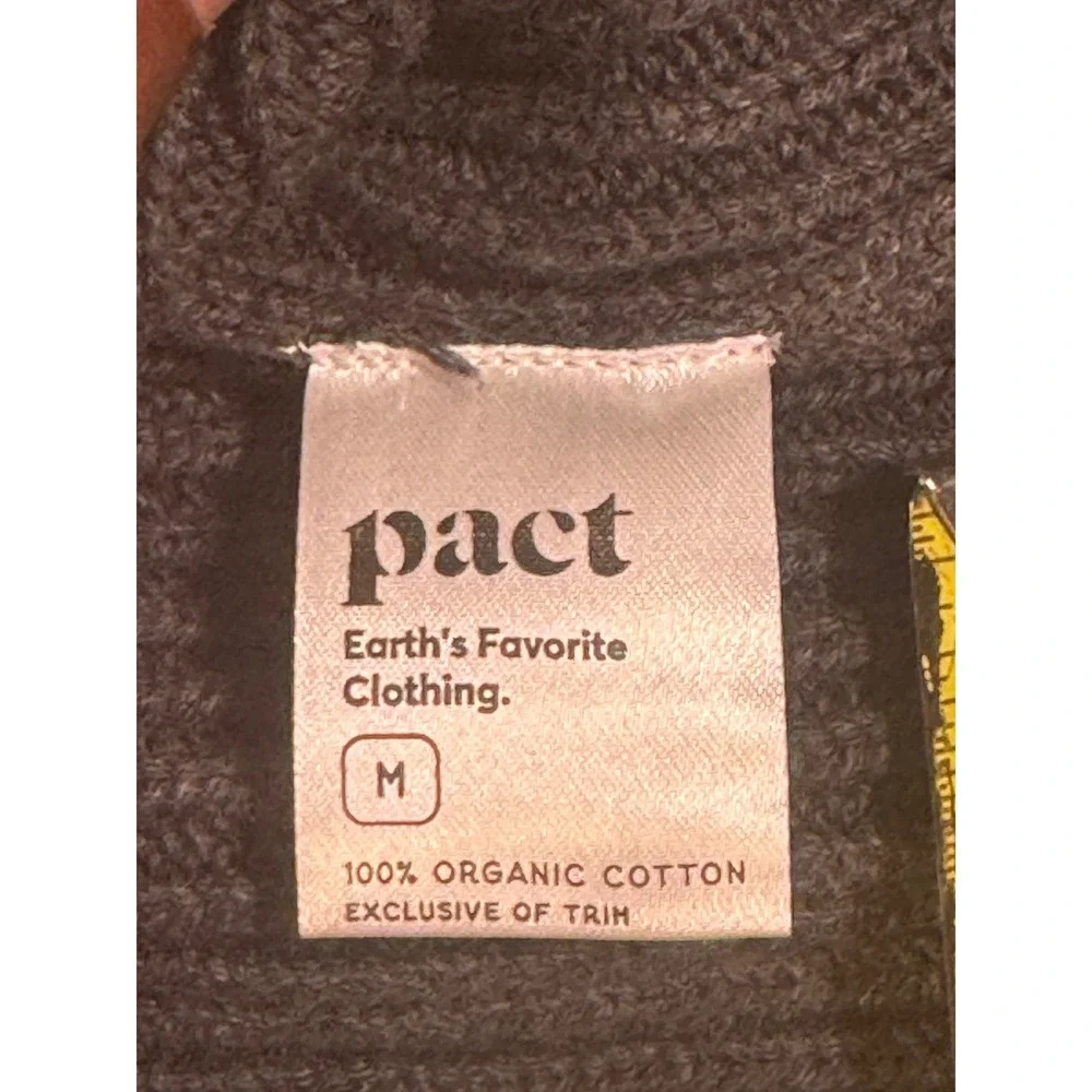 Pact Mens Organic Cotton Quarter Zip Ribbed Sweater Charcoal Grey Medium NWT